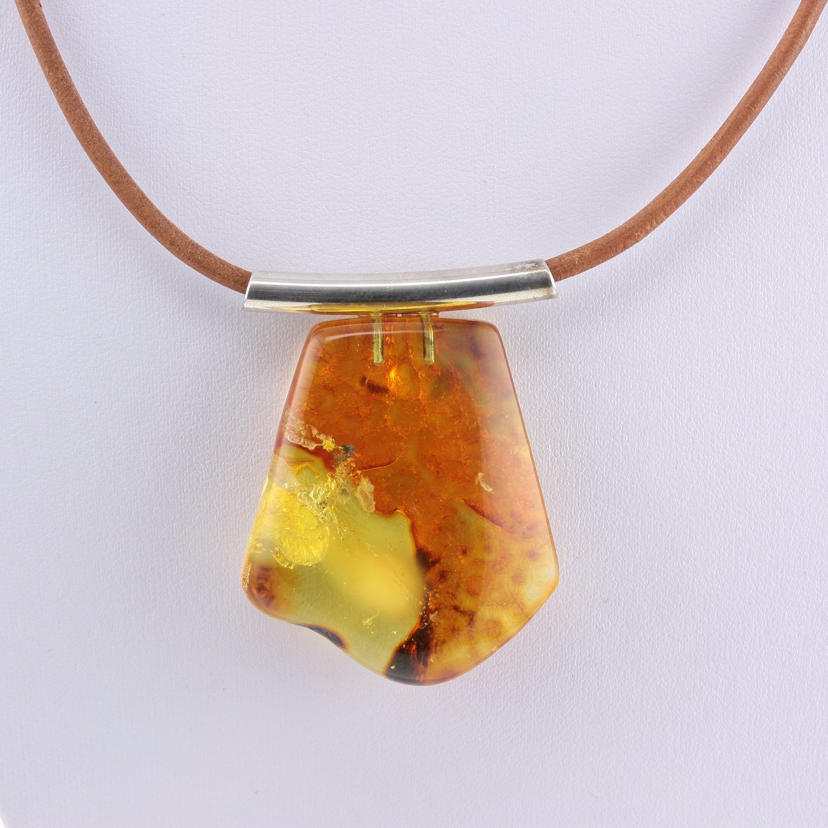 HONEY COLOR BALTIC AMBER AMULET PENDANT WITH ZODIAC SIGNS ST 925 