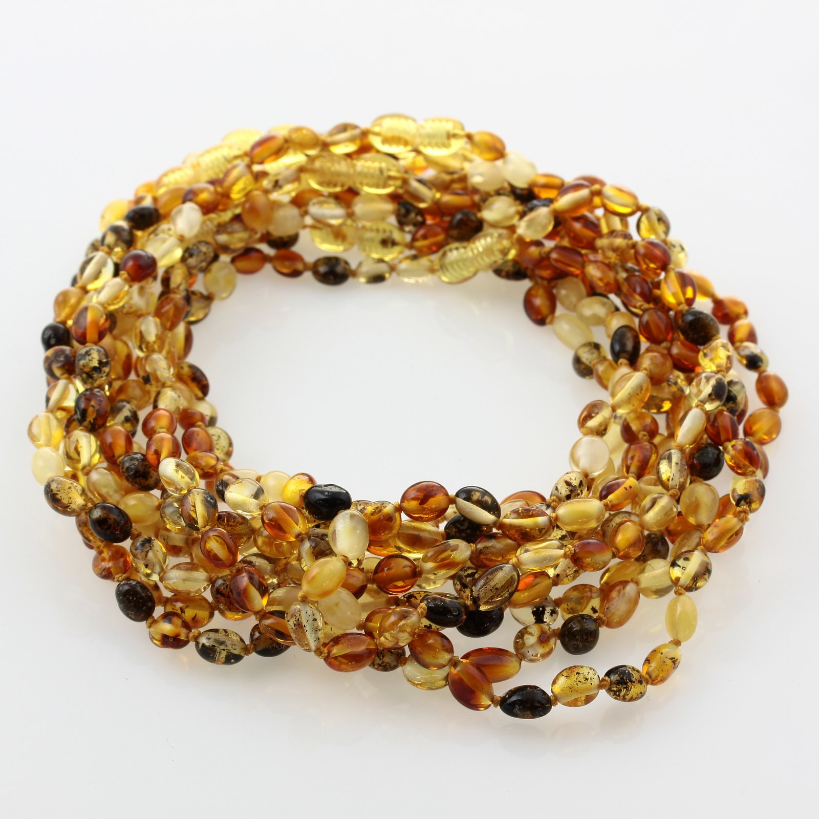 Polished Oval Beads Various Color Choker 15" BALTIC AMBER NECKLACES Lot of 10