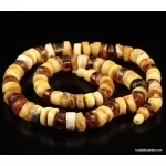 Vintage BUTTONS Baltic amber necklace 25in