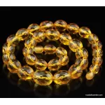 Facet cut OLIVE beads Baltic amber necklace 19in