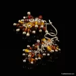 Grape bunch Baltic amber multi dangle earrings