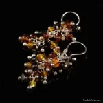 Grape bunch Baltic amber multi dangle earrings