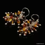 Grape bunch Baltic amber multi dangle earrings