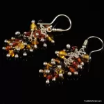 Grape bunch Baltic amber multi dangle earrings