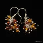 Grape bunch Baltic amber multi dangle earrings