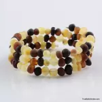 Multi Raw BAROQUE beads Baltic amber Memory wire bracelet