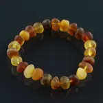 Raw BAROQUE beads Baltic amber adult stretch bracelet
