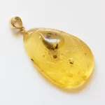 Swarm Insects in Carved Amulet Baltic amber fossil pendant