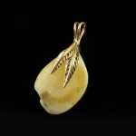 Genuine Baltic Amber Gold Plated Amulet Pendant