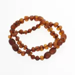 2 Raw Cognac BAROQUE Baltic amber teething bracelets 14cm