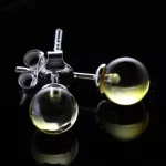 Shiny Studs Baltic amber Silver Earrings