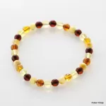 Polished ROUND beads Baltic amber stretchy bracelet