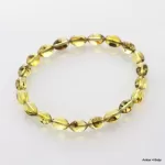 Polished OLIVE beads Baltic amber stretchy bracelet