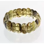 Green pieces Baltic amber elastic bracelet 19cm