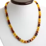 Overlapping Rainbow pieces Baltic amber necklace 46cm