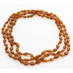 3 Raw Big Cognac BEANS Baltic amber adult necklaces 55cm