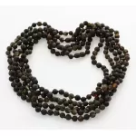5 Raw Dark ROUND beads Baltic amber adult necklaces 50cm