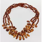 4 Cognac Leaf Baltic amber Choker Leaves Necklace 47cm