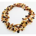 3 Multi Leaf Baltic amber Choker Leaves Necklace 48cm
