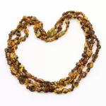 3 BUTTON beads Baltic amber necklace 55cm