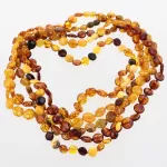 5 BUTTON beads Baltic amber necklace 51cm