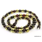 Facet Cut ROUND beads Baltic amber necklace 19in
