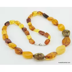 Cut stones Baltic amber knotted necklace 26in