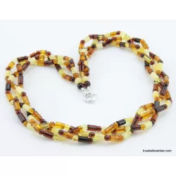 Woven multi-strand Baltic amber necklace 21in