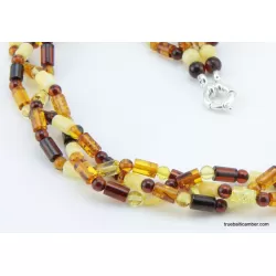 Woven multi-strand Baltic amber necklace 21in