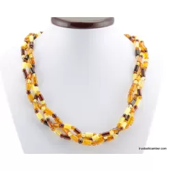 Woven multi-strand Baltic amber necklace 21in