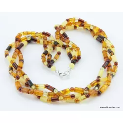 Woven multi-strand Baltic amber necklace 21in