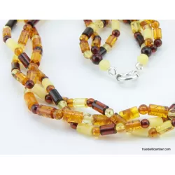 Woven multi-strand Baltic amber necklace 21in