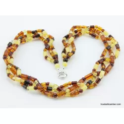 Woven multi-strand Baltic amber necklace 21in