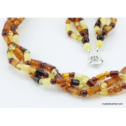 Woven multi-strand Baltic amber necklace 21in