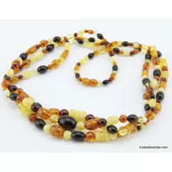 Woven multi-strand Baltic amber necklace 25in