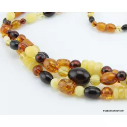 Woven multi-strand Baltic amber necklace 25in