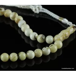 WHITE Islamic 33 Baltic amber prayer ROUND beads