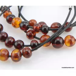 5 Baltic amber beaded string bracelets