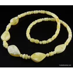 Butter white combination beads Baltic amber necklace