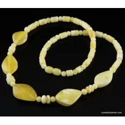 Butter white combination beads Baltic amber necklace