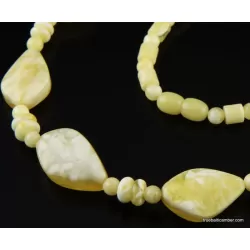 Butter white combination beads Baltic amber necklace