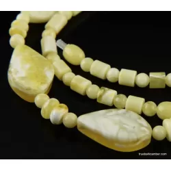 Butter white combination beads Baltic amber necklace