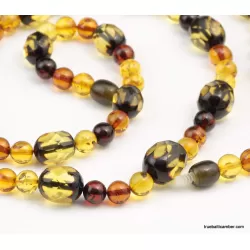 Long combination Baltic amber neclace 28in