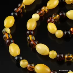 Long Combination Baltic amber neclace 27in