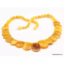 Vintage Egg Yolk pieces Baltic amber choker 17in