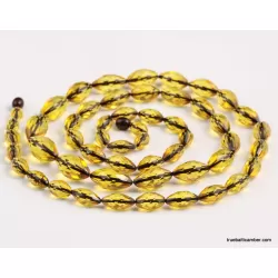 Large Facet Cut OLIVE beads Baltic amber necklace
