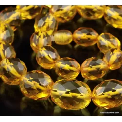 Facet cut OLIVE beads Baltic amber necklace 19in