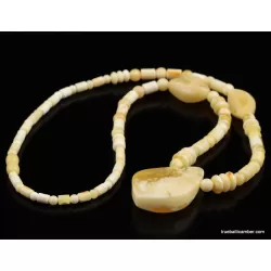White Baltic amber necklace with pendant 24in