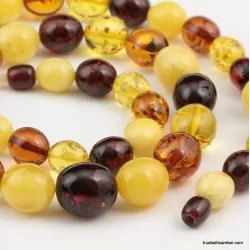 Large glittering OLIVE Baltic amber beads ecklace