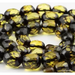 Facet Cut OLIVE beads Baltic amber necklace 23in